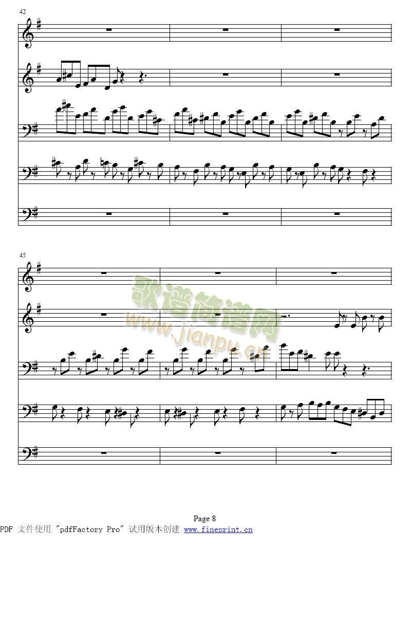 巴赫Ｇ大调铜管五重奏1-8(总谱)8