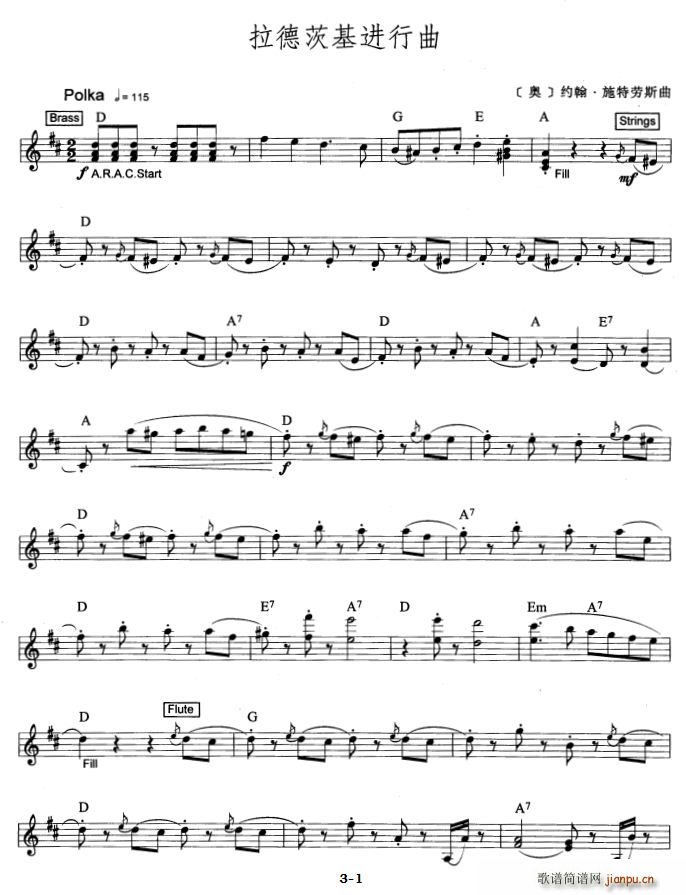 拉德茨基进行曲 爵士乐版(电子琴谱)1