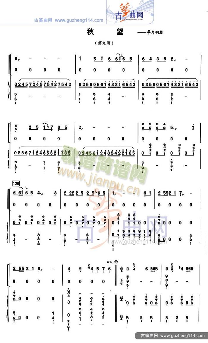 秋望(古筝扬琴谱)9