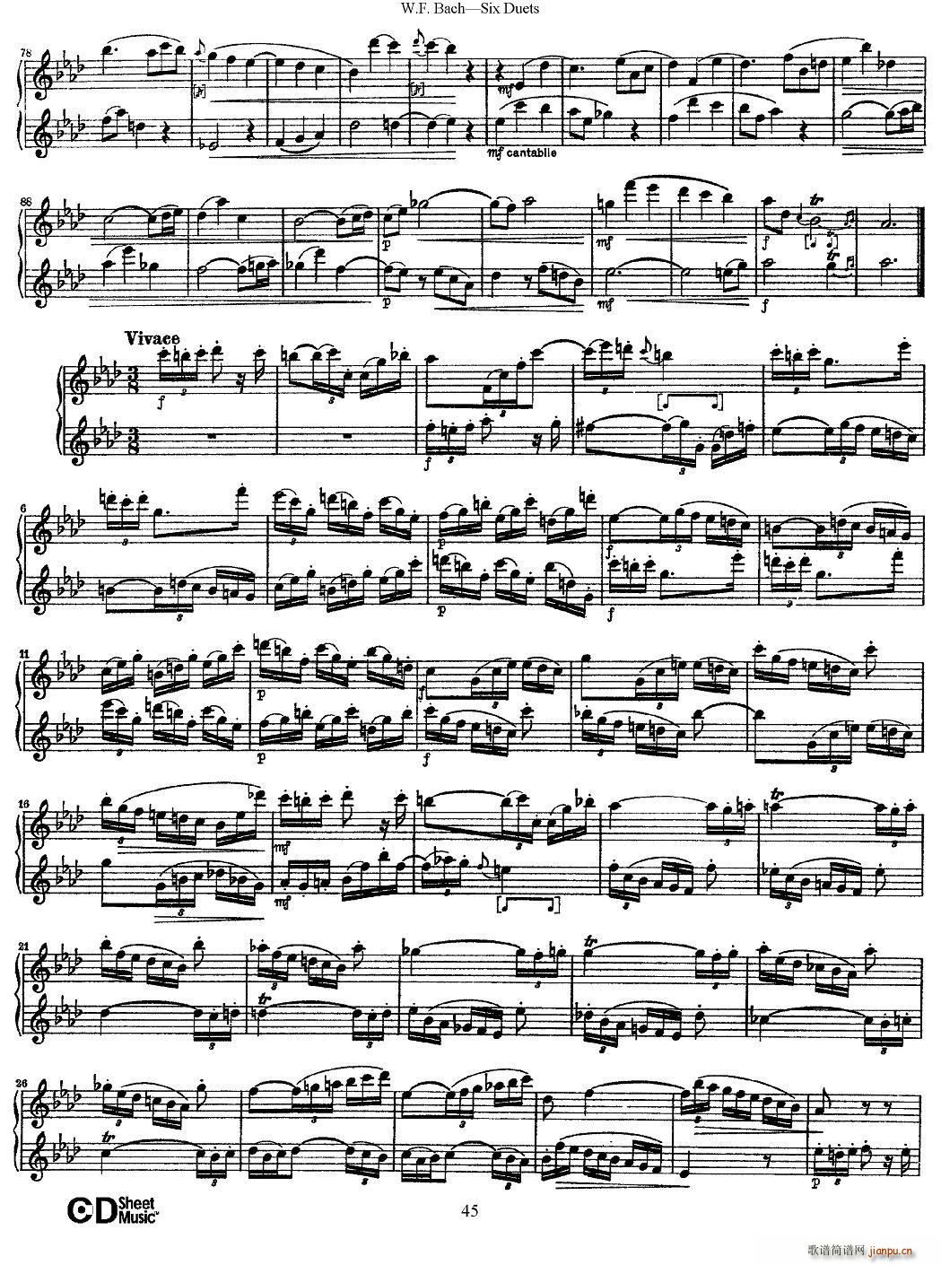 W F 巴赫 六首二重奏练习曲 6 4