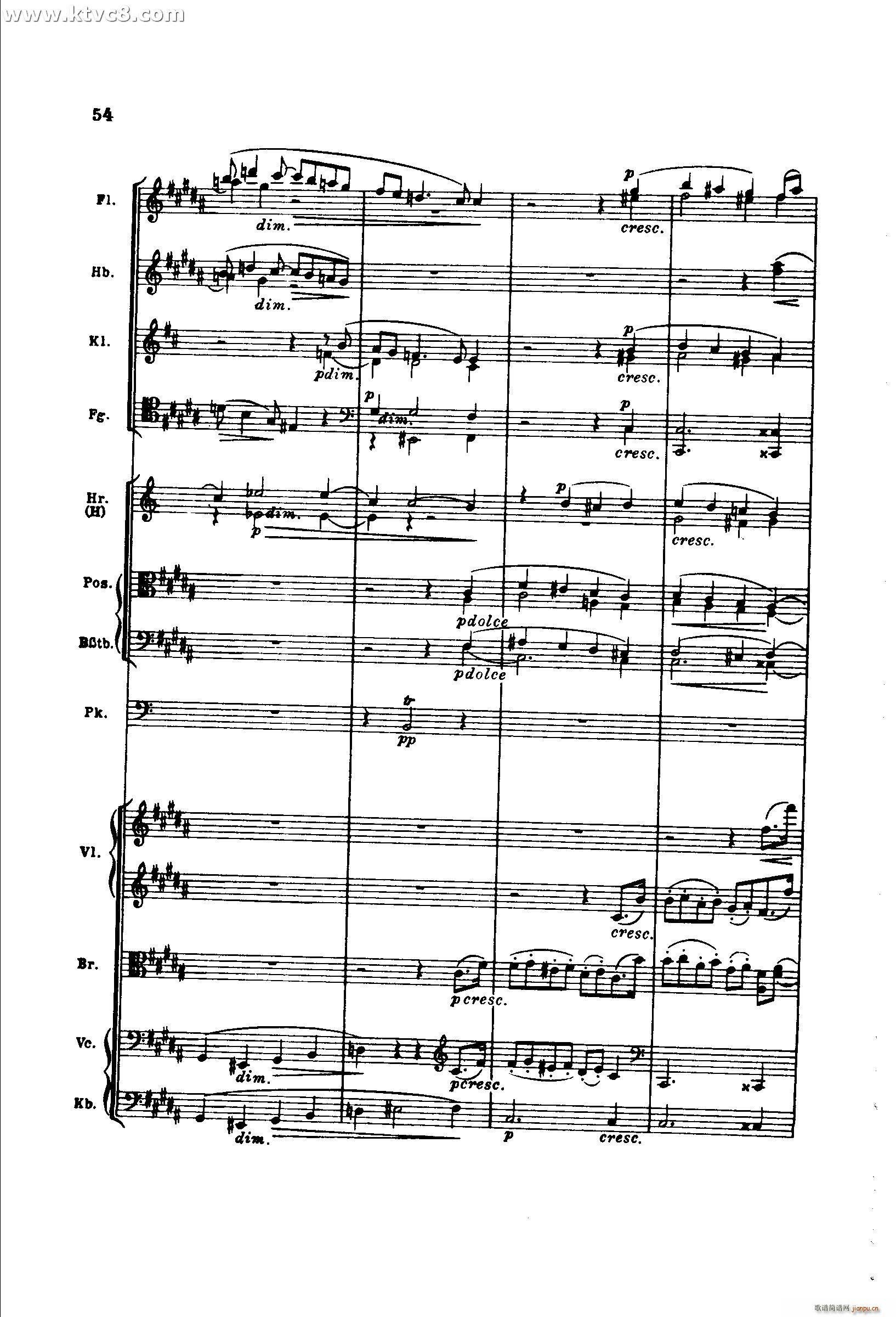 勃拉姆斯第二交响曲 第二乐章 不太慢的柔版 4