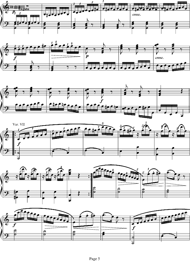 小星星变奏曲K.265-莫扎特(钢琴谱)5