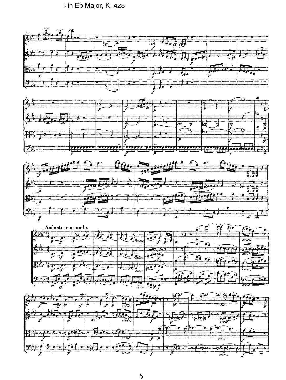 Mozart Quartet No 16 in Eb Major K 428(總譜)5