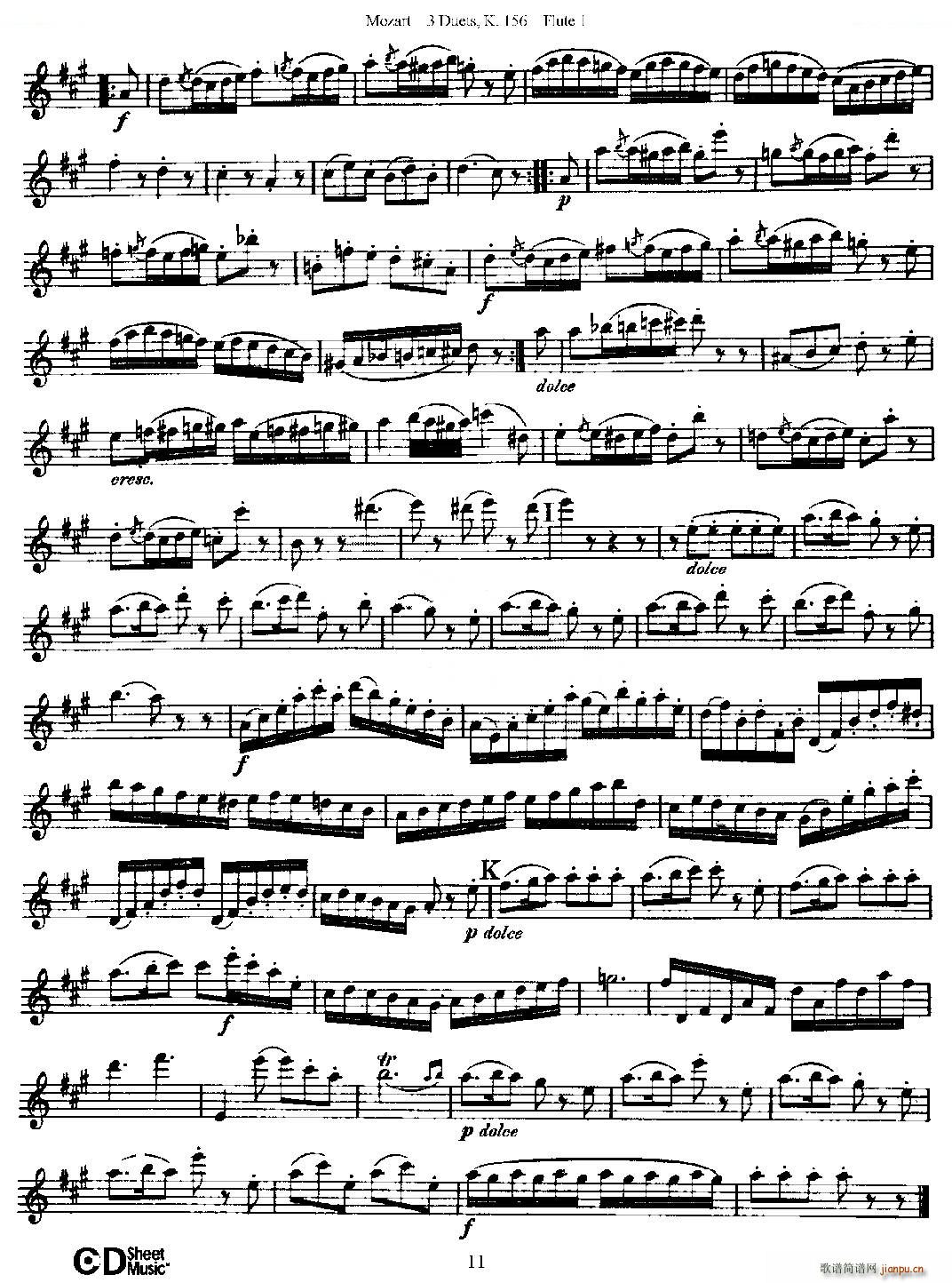 3 Duets K 156 之第一长笛 二重奏三首 K156号 铜管(笛箫谱)11