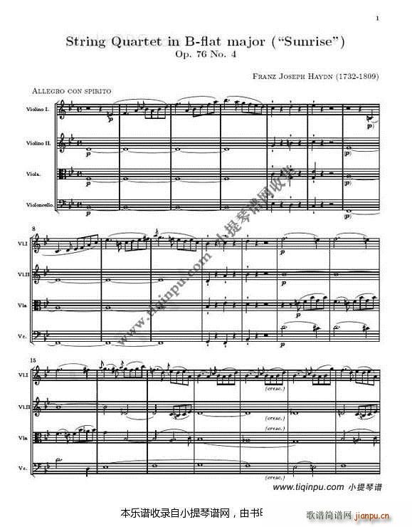 弦乐四重奏 海顿op76 4(总谱)1