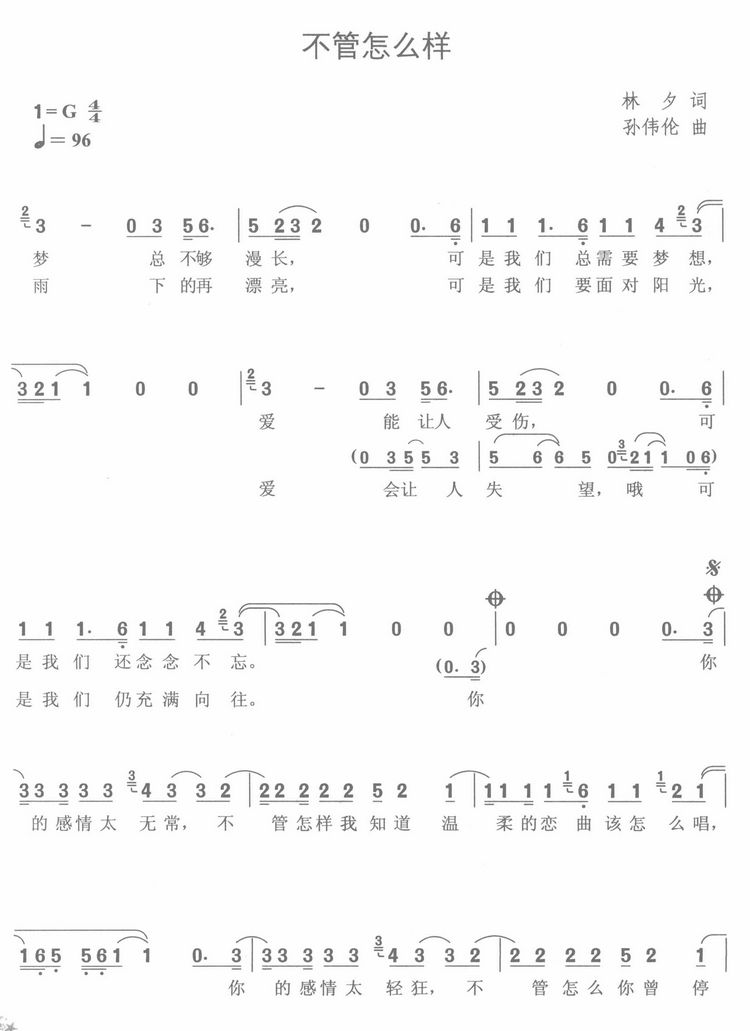 不管怎么樣(五字歌譜)1