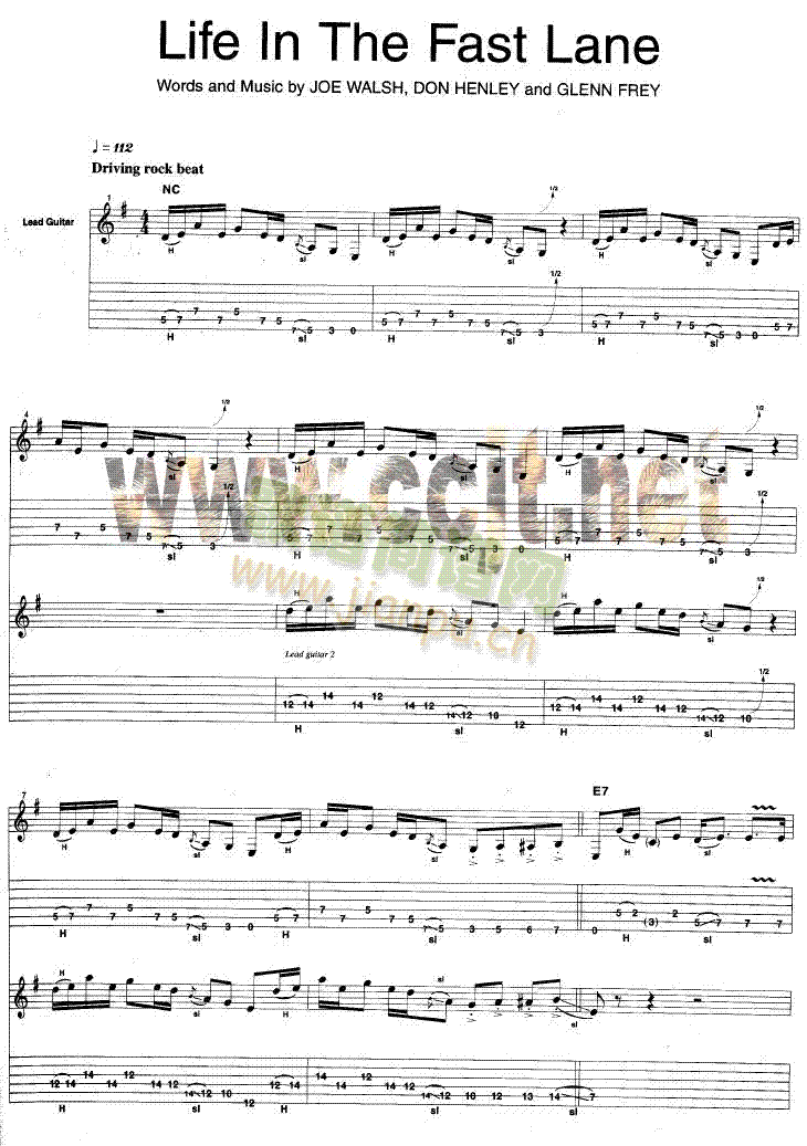 LifeInTheFastLane-原版掃描吉他譜-(吉他譜)1