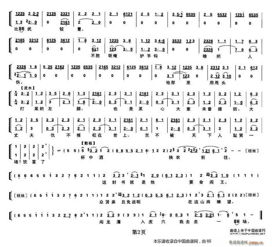将酒宴摆在聚义厅上 盗御马 窦尔墩唱段 琴谱 京剧戏谱 2