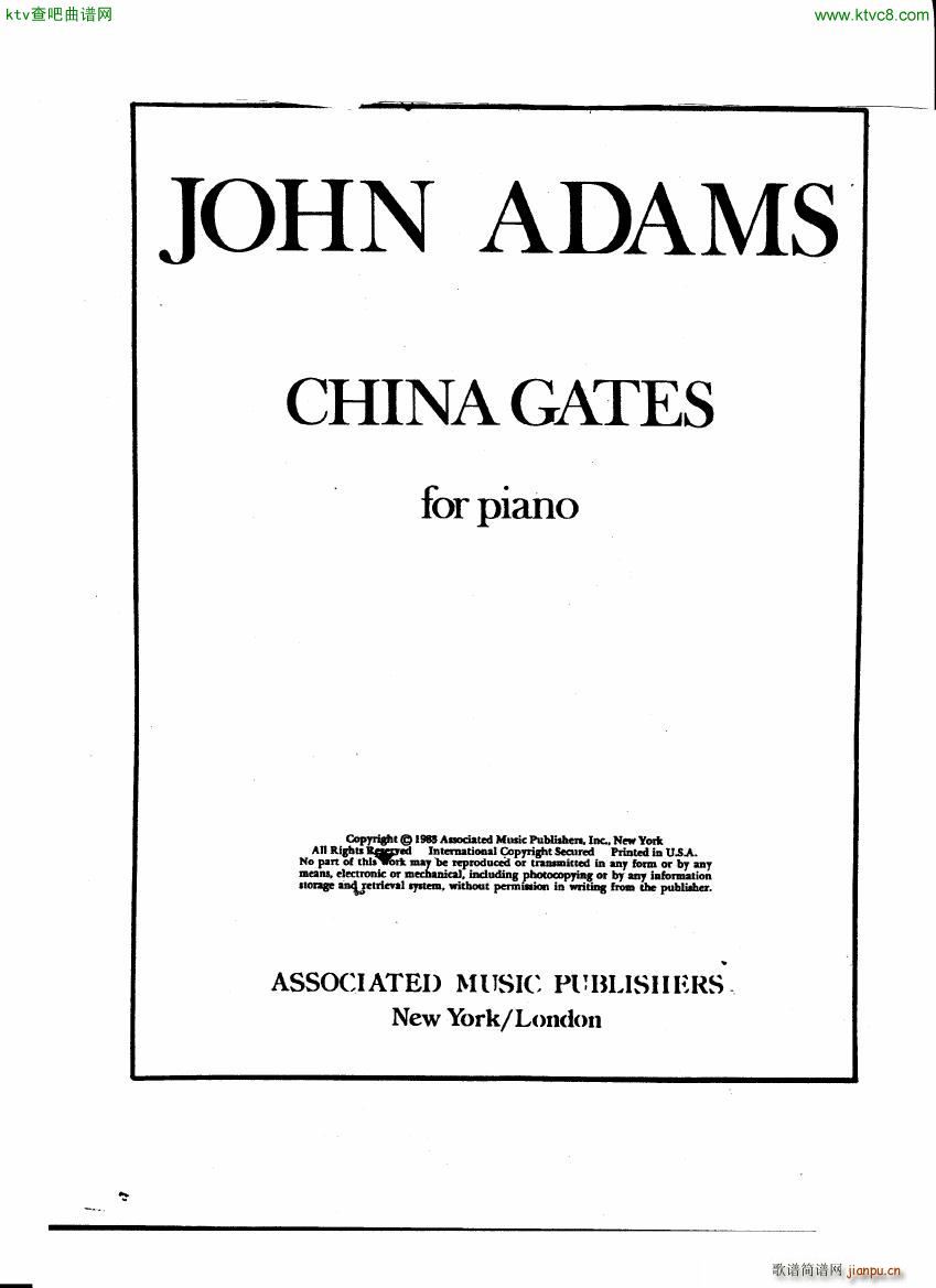 Adams China Gates(鋼琴譜)1