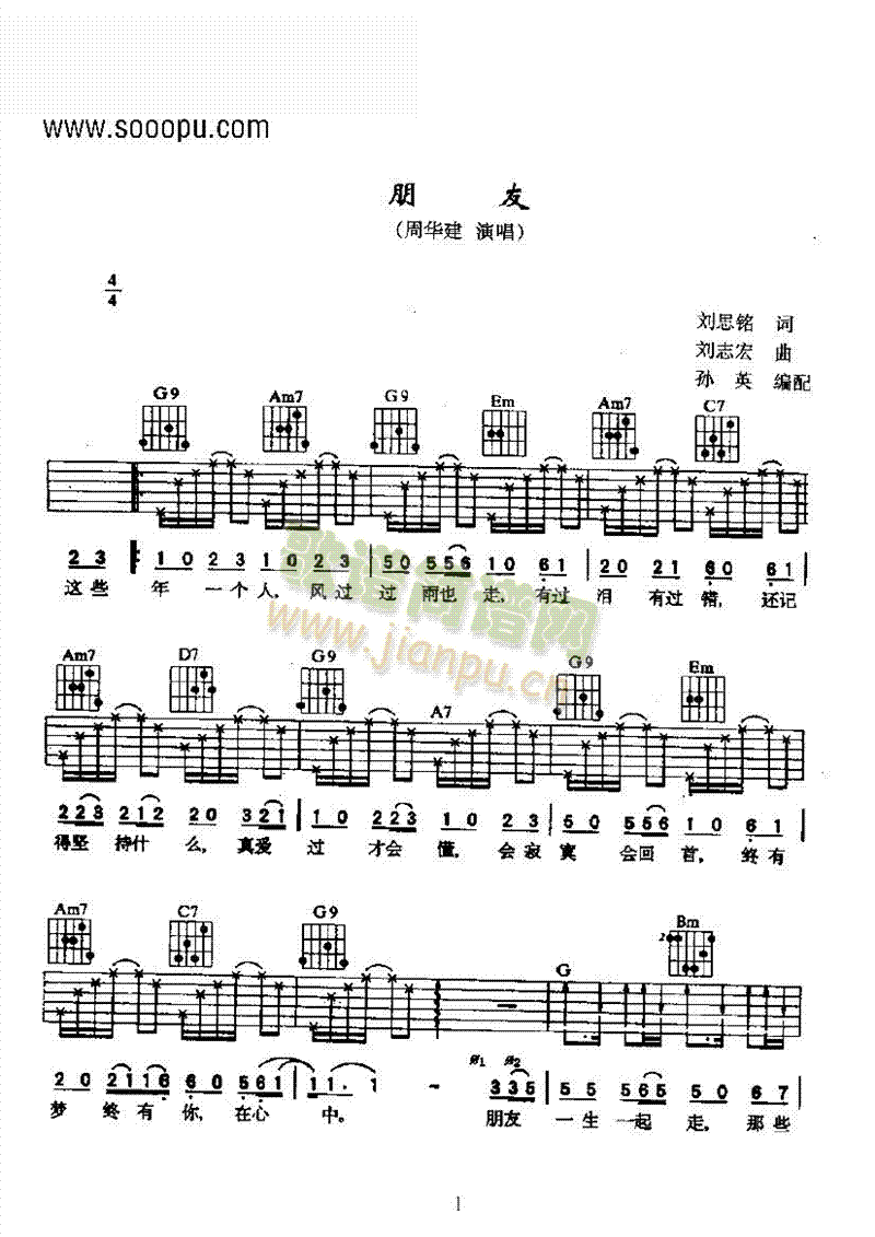 朋友吉他类流行(吉他谱)1