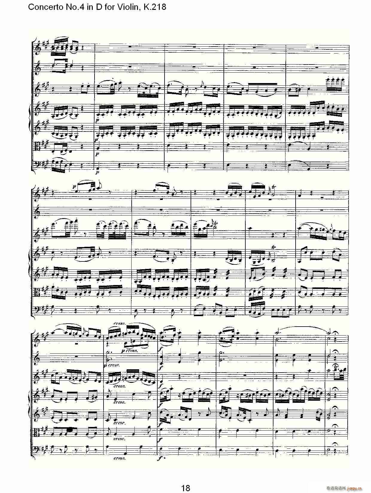 Concerto No.4 in D for Violin, K.218(小提琴谱)18
