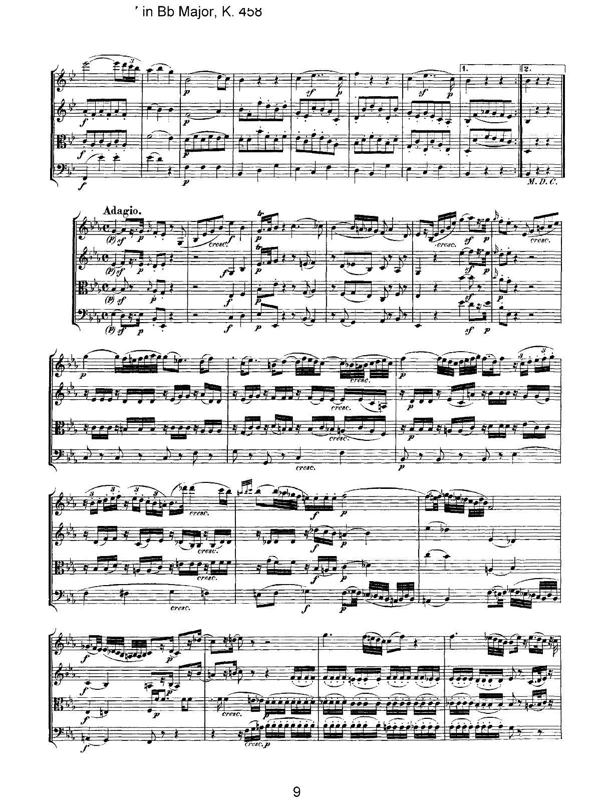 Mozart Quartet No 17 in Bb Major K 458(總譜)9