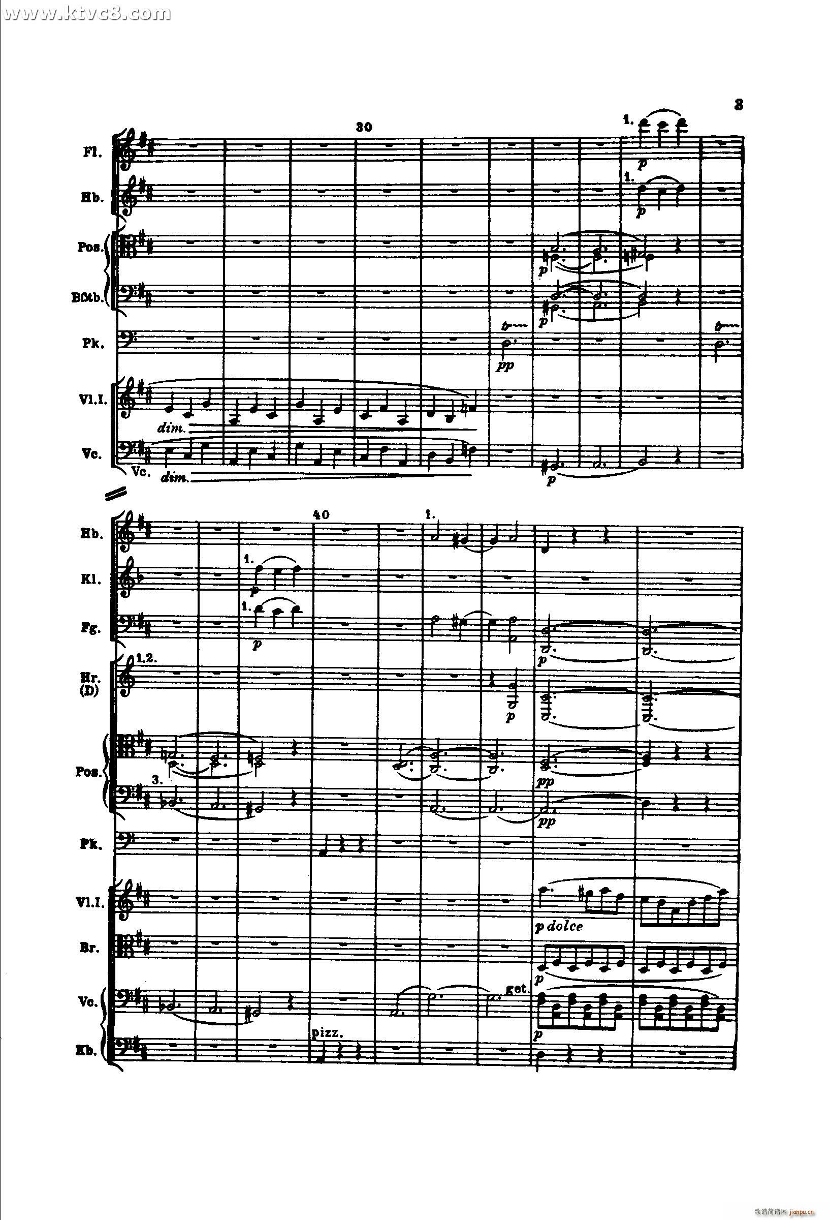 勃拉姆斯第二交响曲 第一乐章 不太快的快板(总谱)3