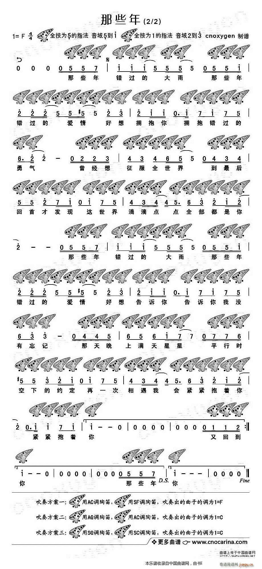 那些年 电影 那些年我们一起追的女孩 插曲 十二孔 乐器谱 2