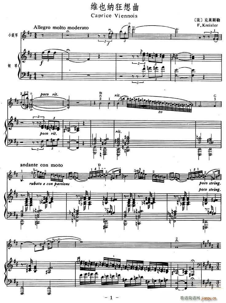 维也纳狂想曲(小提琴谱)1