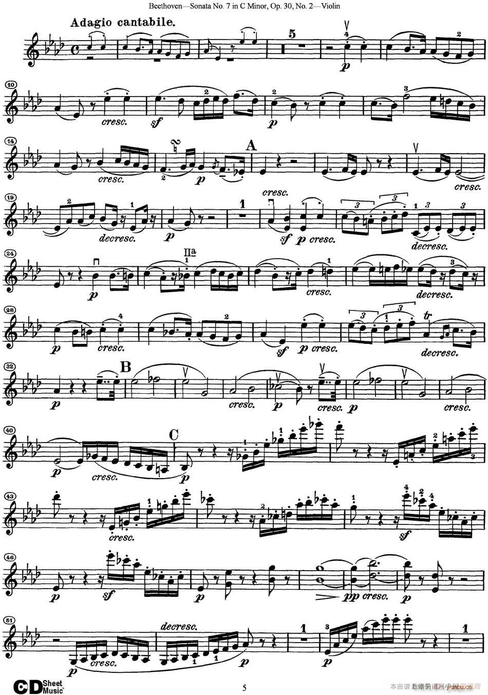Violin Sonata No 7 in C Minor Op 30 No 2(小提琴谱)5