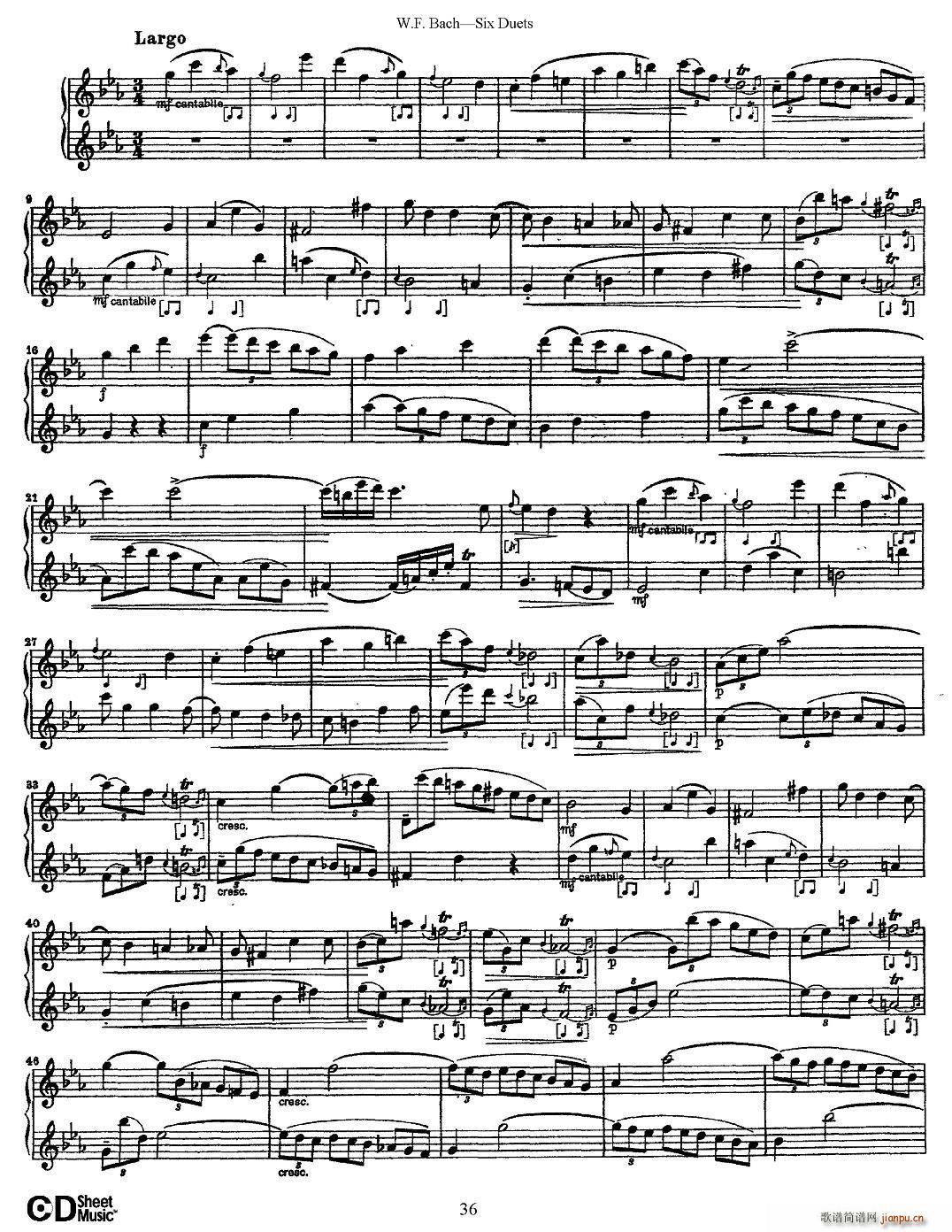 W F 巴赫 六首二重奏练习曲 5(笛箫谱)7