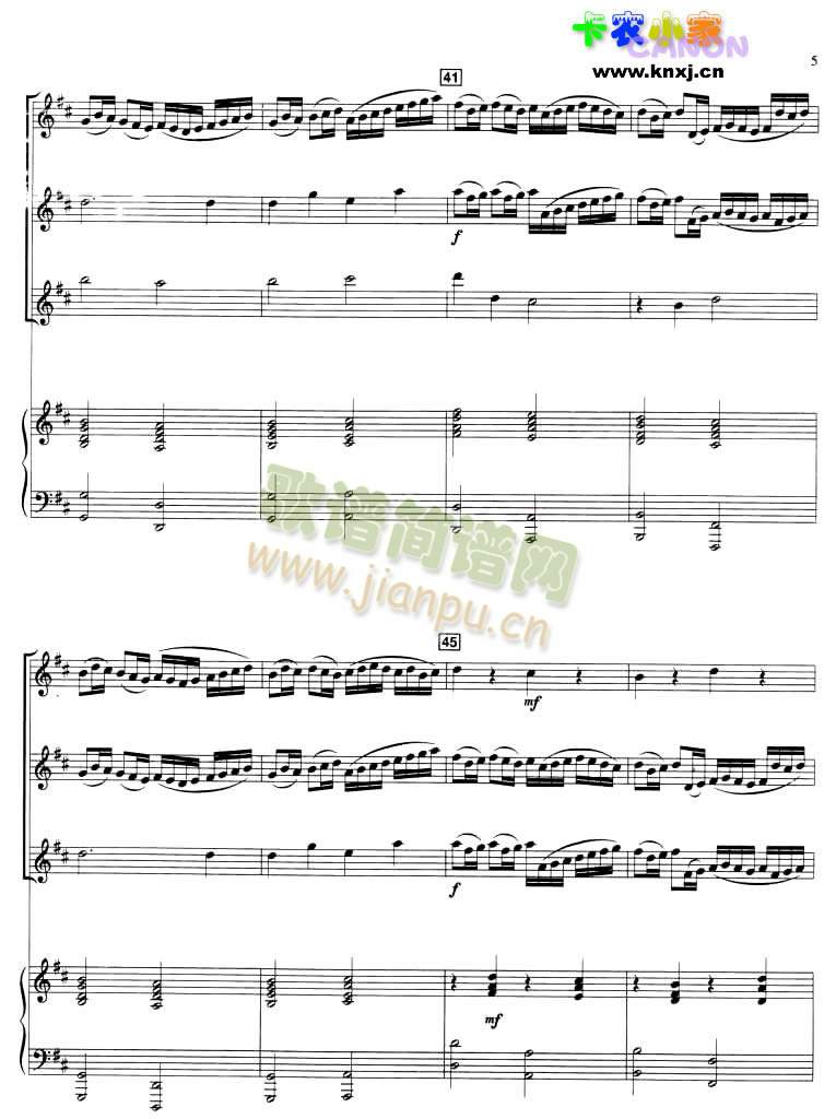 卡农3把小提琴加钢琴伴奏谱(其他乐谱)5