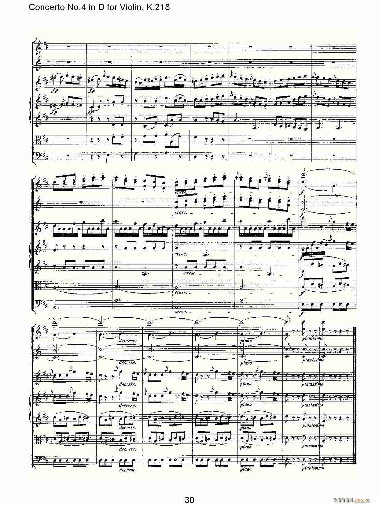 Concerto No.4 in D for Violin, K.218(小提琴谱)30