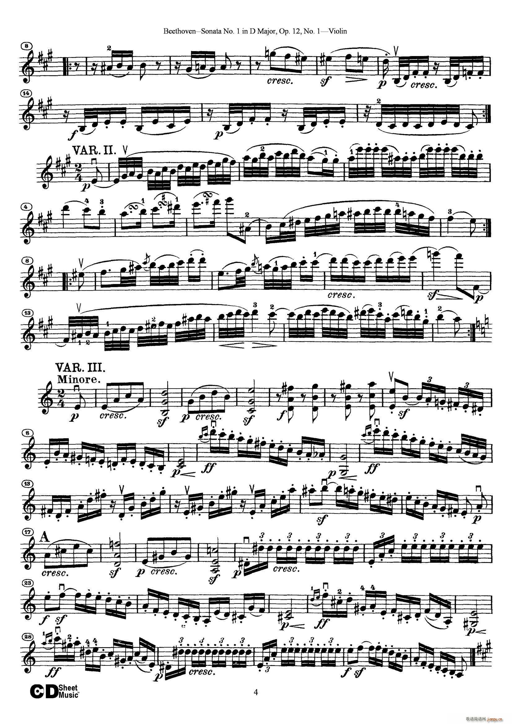 D大调第一小提琴奏鸣曲 4