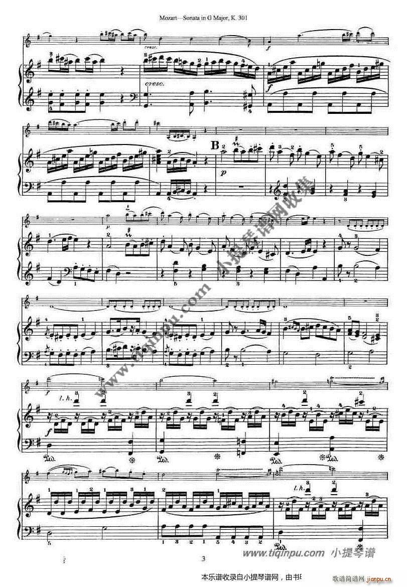莫扎特小提琴奏鸣曲G大调 k 301 钢伴谱(小提琴谱)3