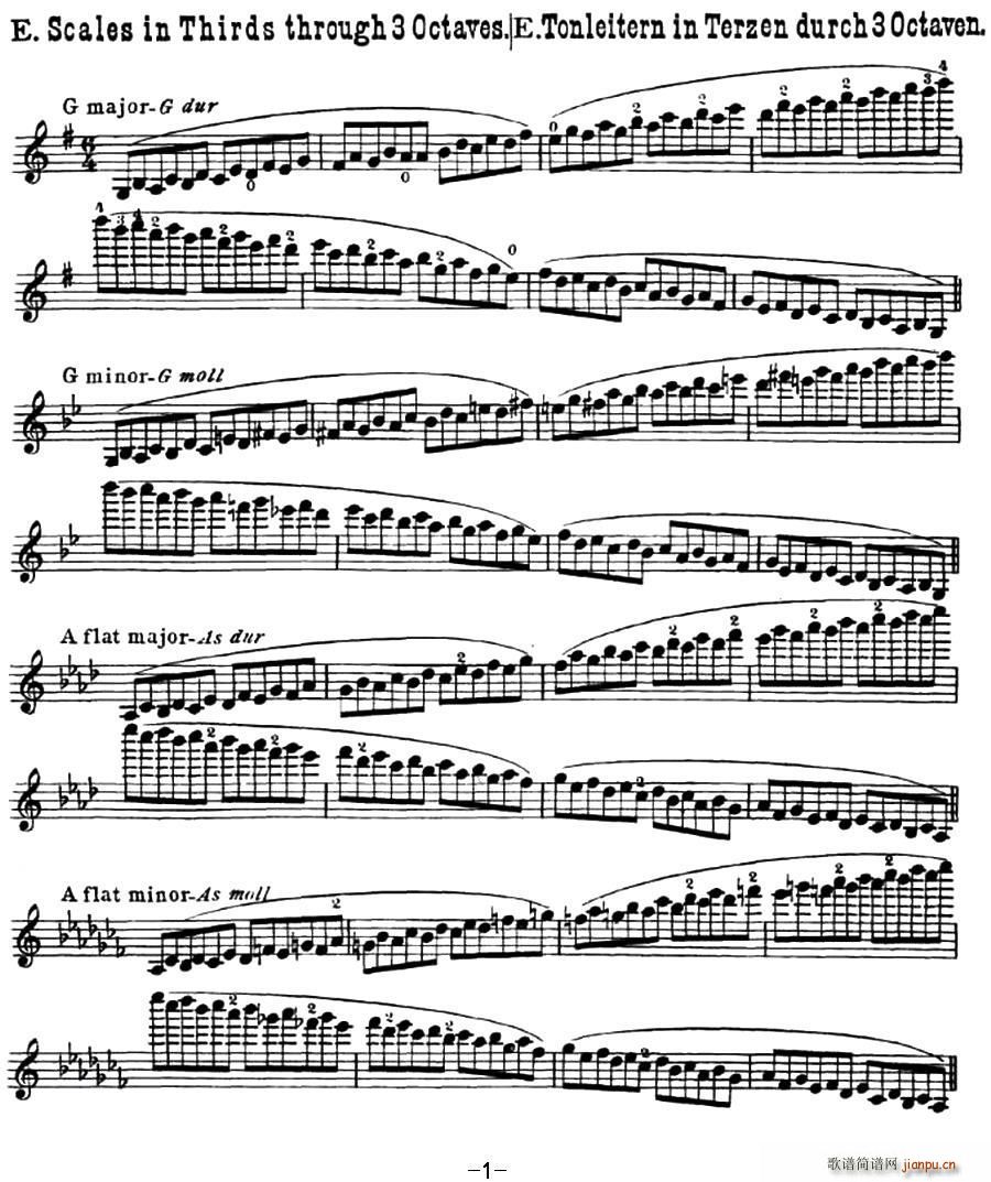 小提琴音阶练习 作品32 Scale Studie E(小提琴谱)1