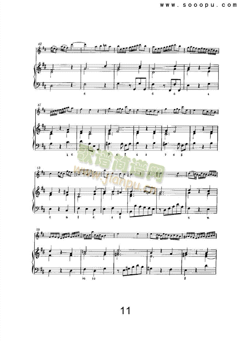 D大调第六奏鸣曲管乐类长笛(其他乐谱)11