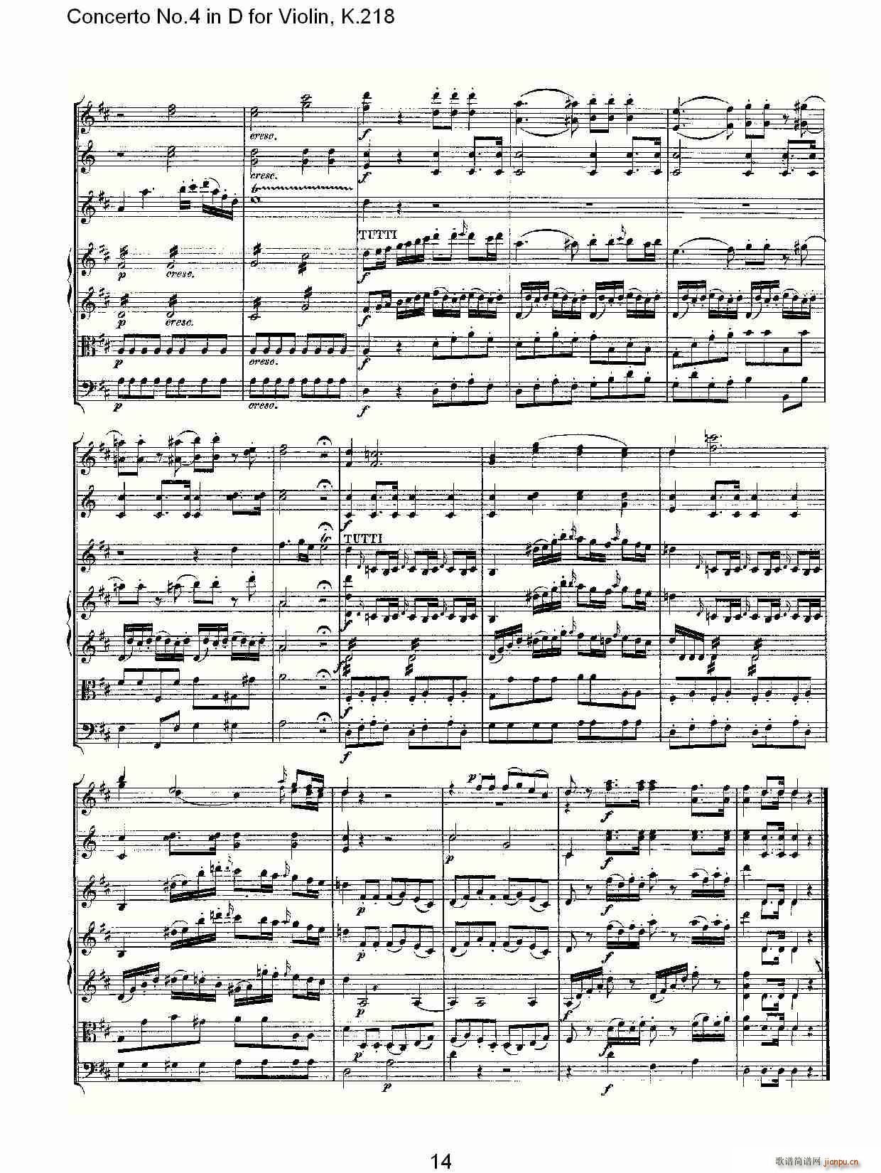 Concerto No.4 in D for Violin, K.218(小提琴谱)14