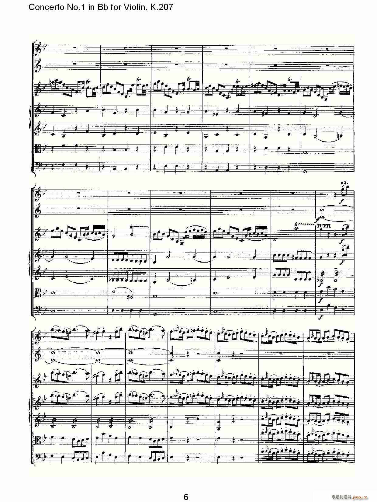 Concerto No.1 in Bb for Violin, K.207(小提琴谱)6