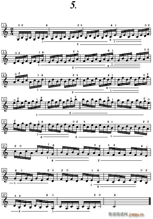小提琴手指练习曲(小提琴谱)5