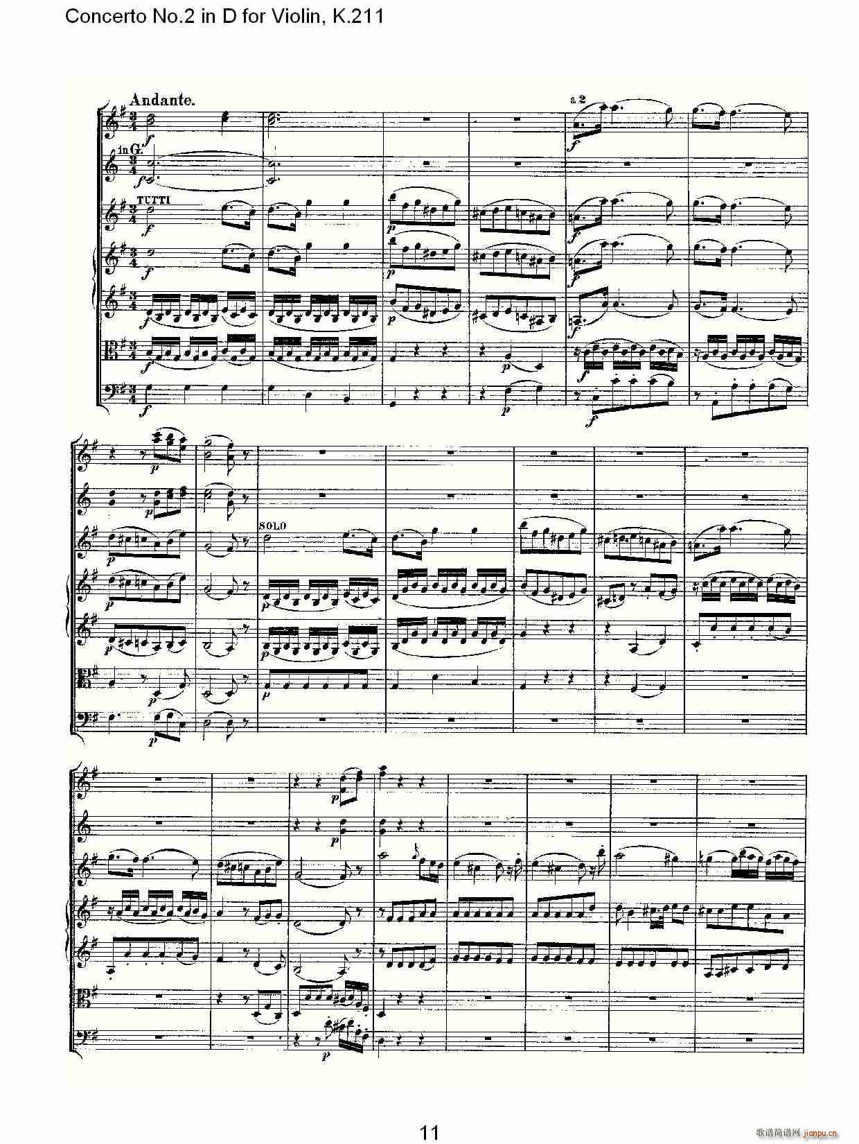 Concerto No.2 in D for Violin, K.211(小提琴谱)11
