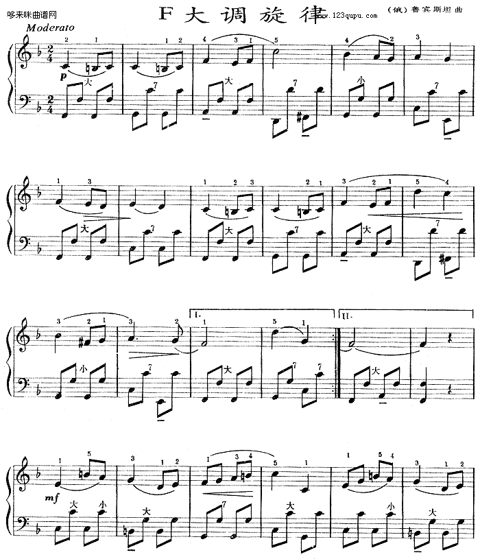 F大调旋律(电子琴谱)1