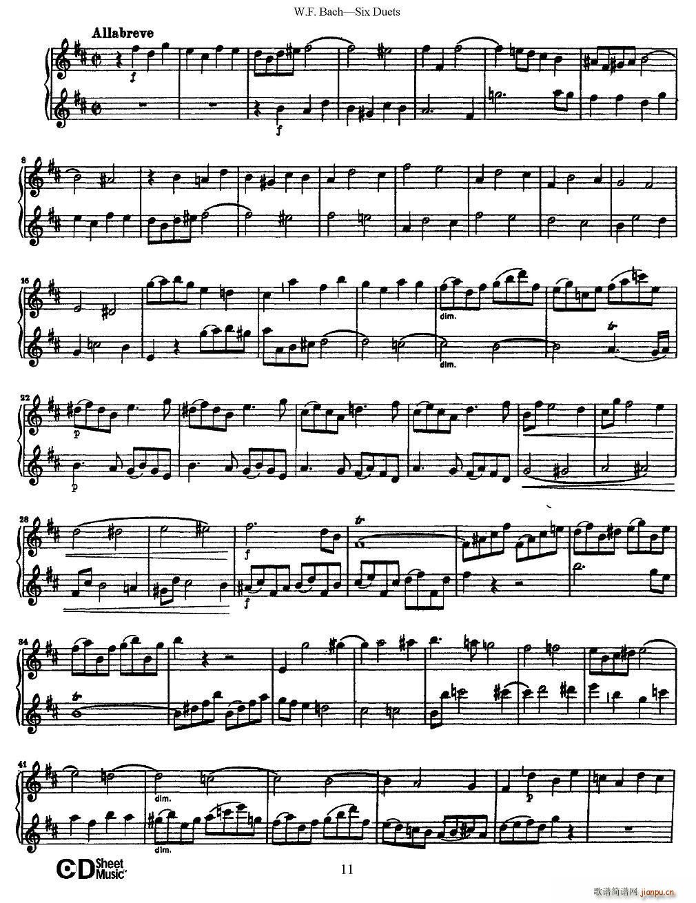 W F 巴赫 六首二重奏练习曲 2(笛箫谱)5