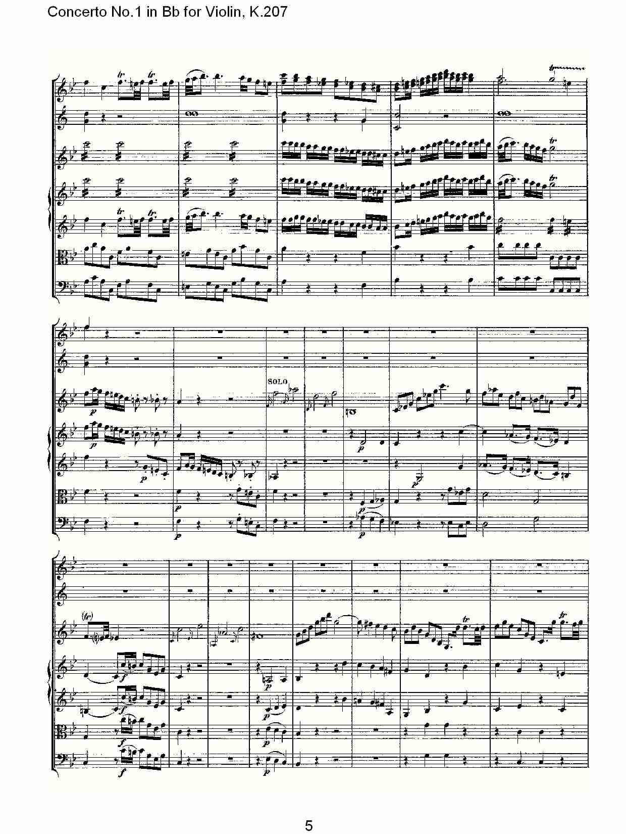Bb调小提琴第一协奏曲,(总谱)5