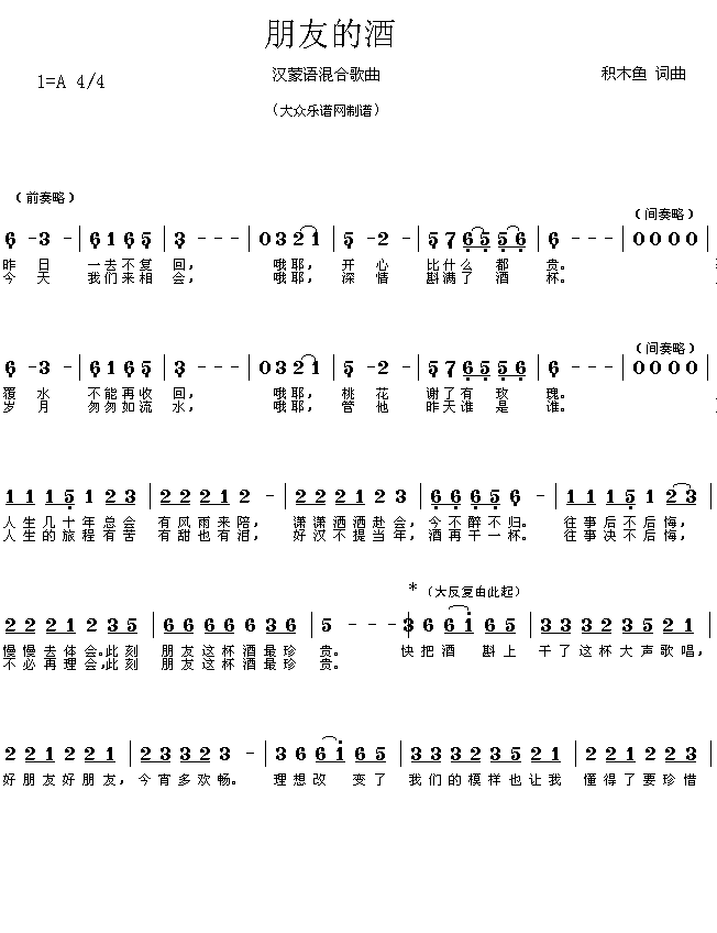 流行歌曲：朋友的酒(其他)1