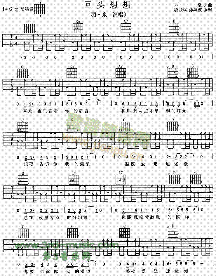 回頭想想(吉他譜)1