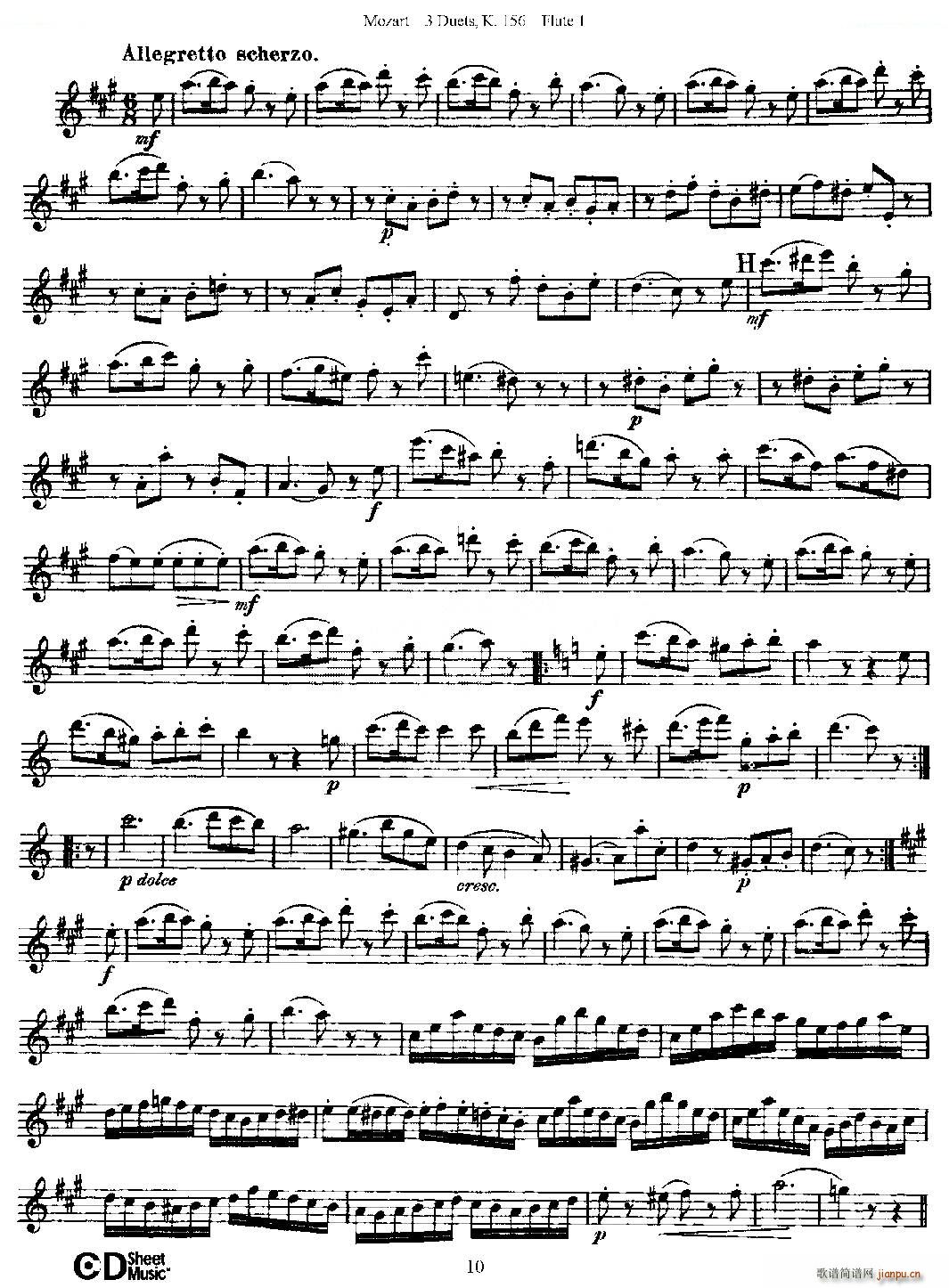 3 Duets K 156 之第一长笛 二重奏三首 K156号 铜管(笛箫谱)10