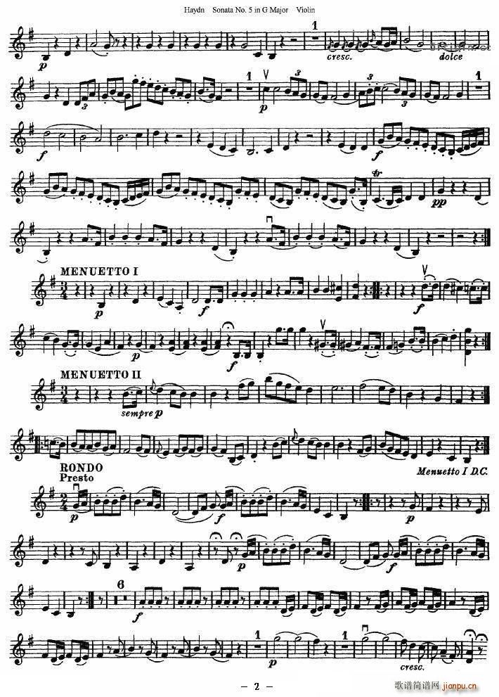 海顿G大调第五小提琴奏鸣曲 2