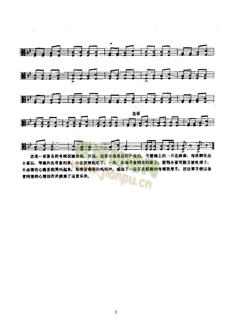 戈壁滩上的花麻雀—考姆孜.民乐类其他乐器(其他乐谱)5