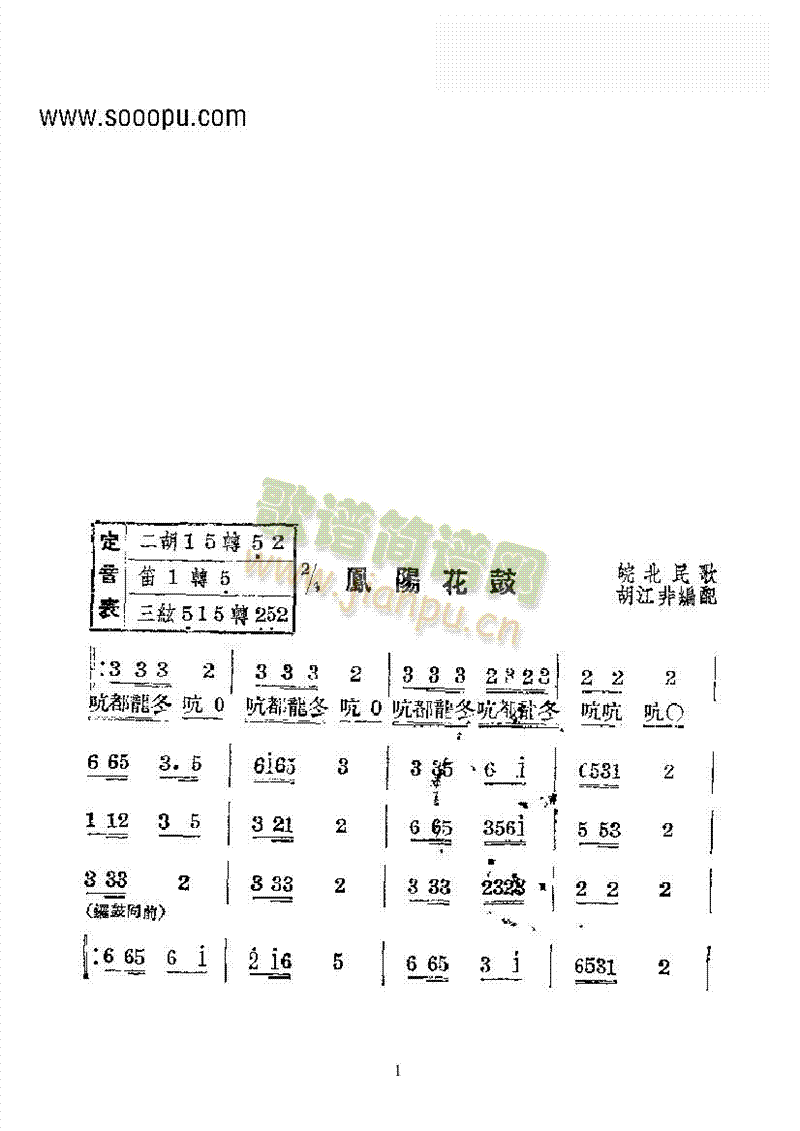 鳳陽花鼓—國樂合奏曲樂隊類民樂合奏(其他樂譜)1