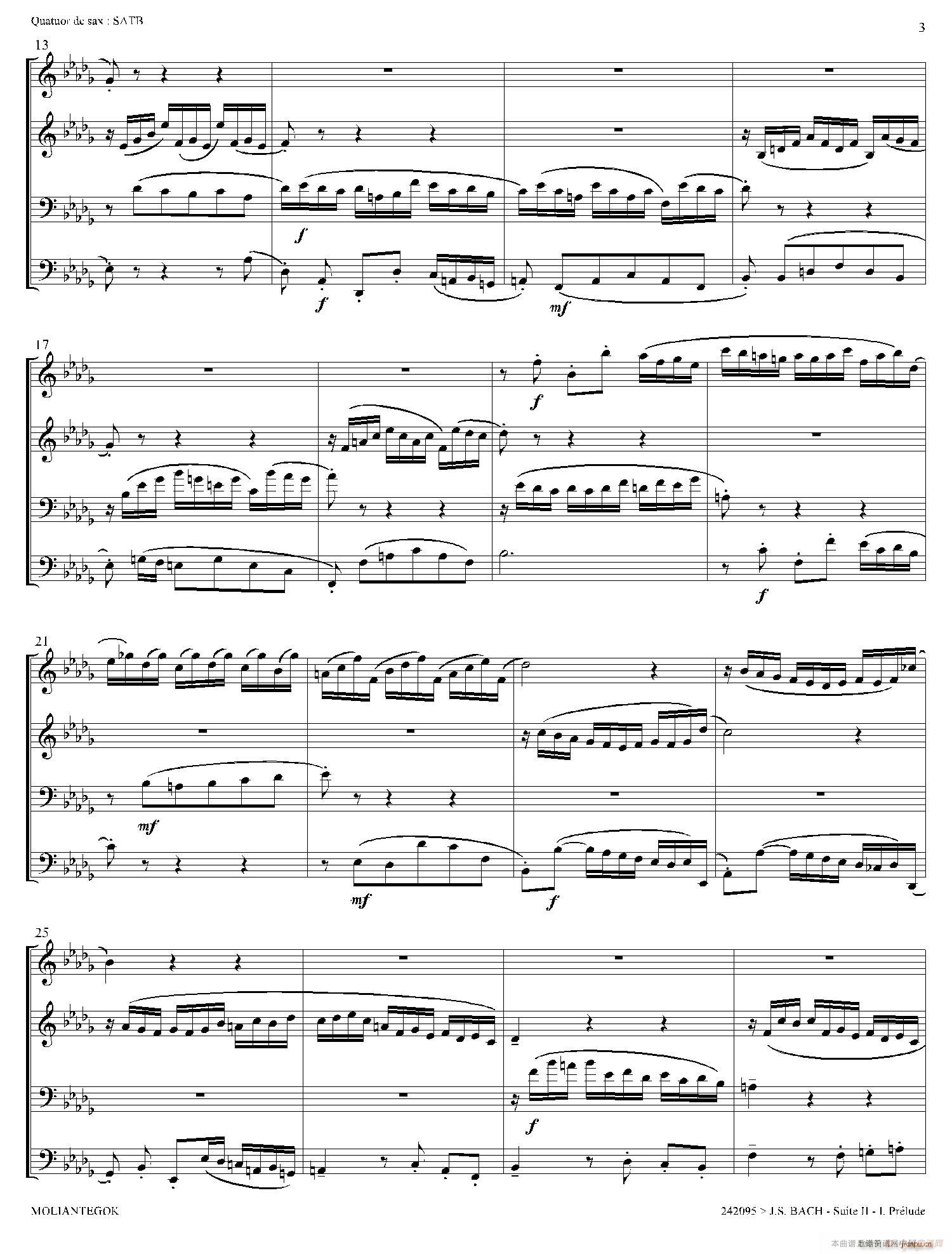 Suite anglaise No 2 BWV 807 法国组曲之二 前奏曲 四重奏 2