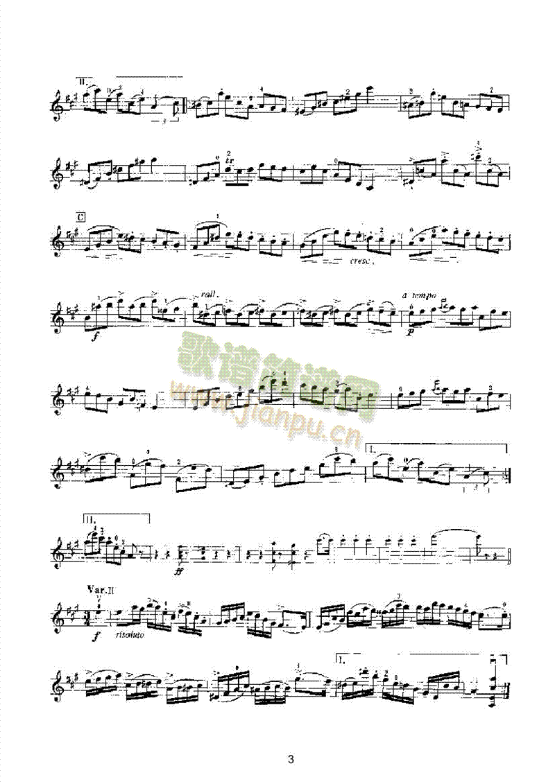 主题与变奏曲第3首弦乐类小提琴(其他乐谱)3