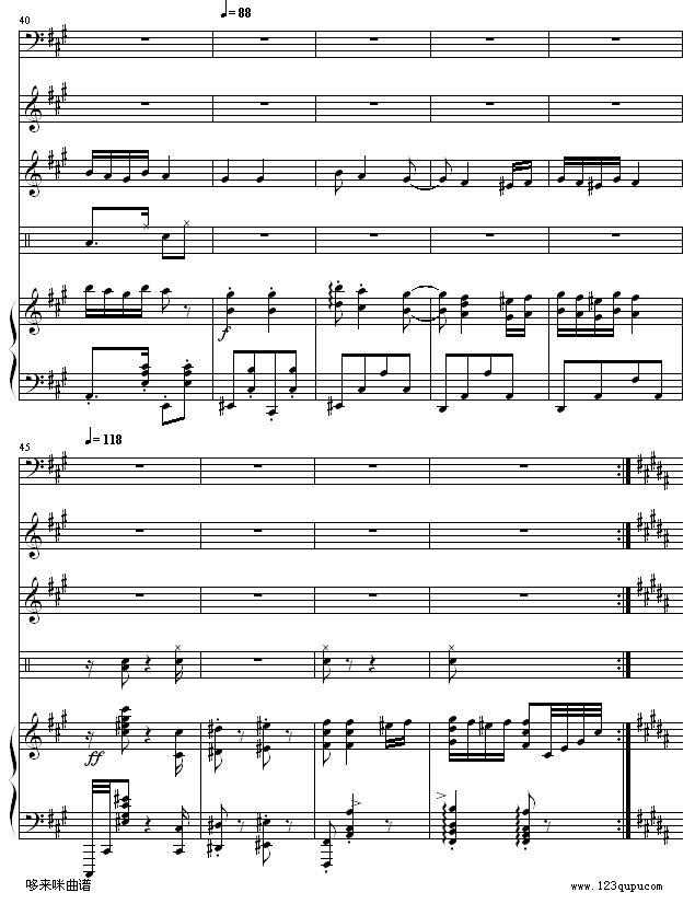 匈牙利舞曲5-(改编，有乐队）-勃拉姆斯(钢琴谱)5