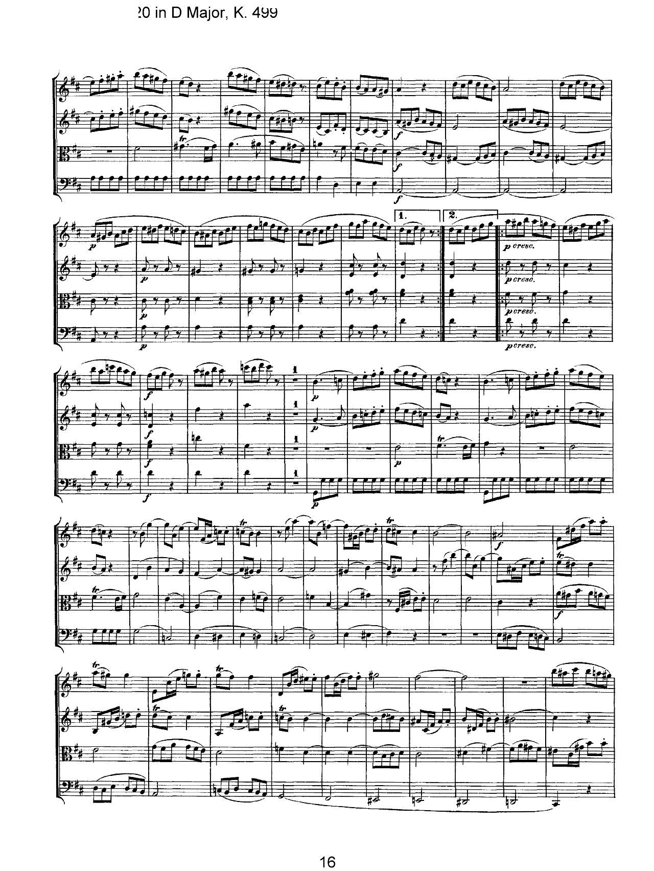 Mozart Quartet No 20 in D Major K 499(总谱)16
