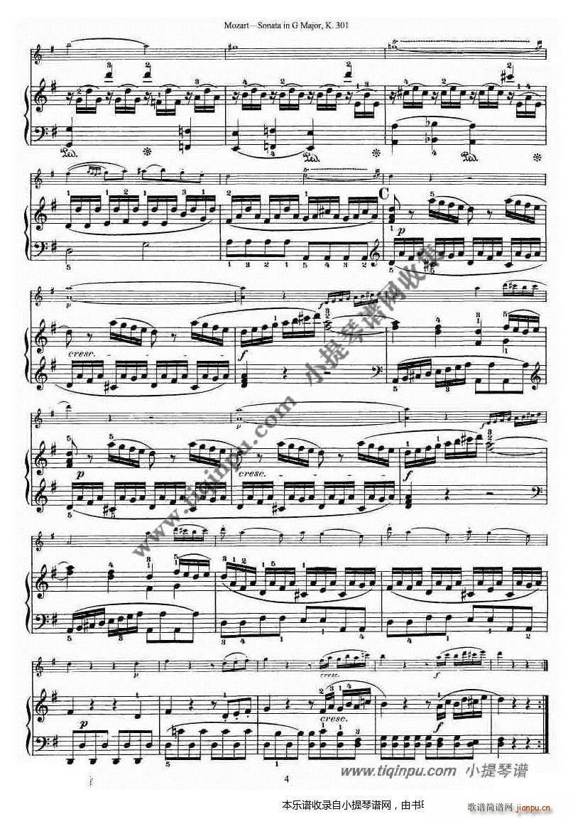 莫扎特小提琴奏鸣曲G大调 k 301 钢伴谱 4