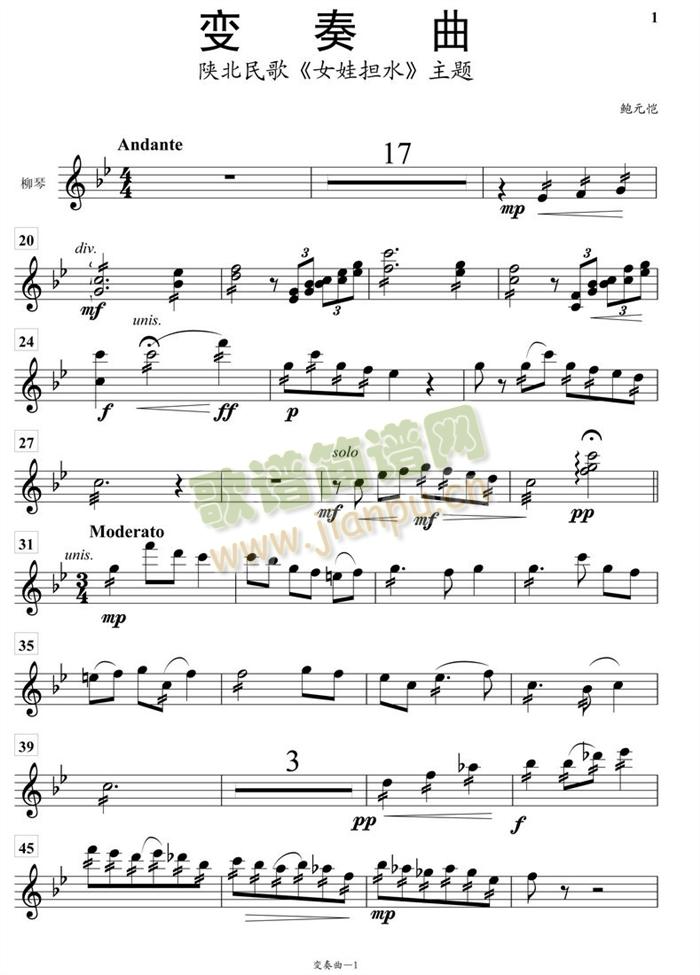 变奏曲柳琴分谱(总谱)1