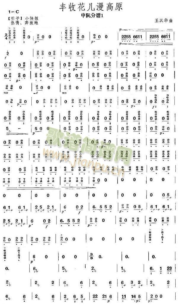 豐收花兒漫高原中阮分譜(總譜)1