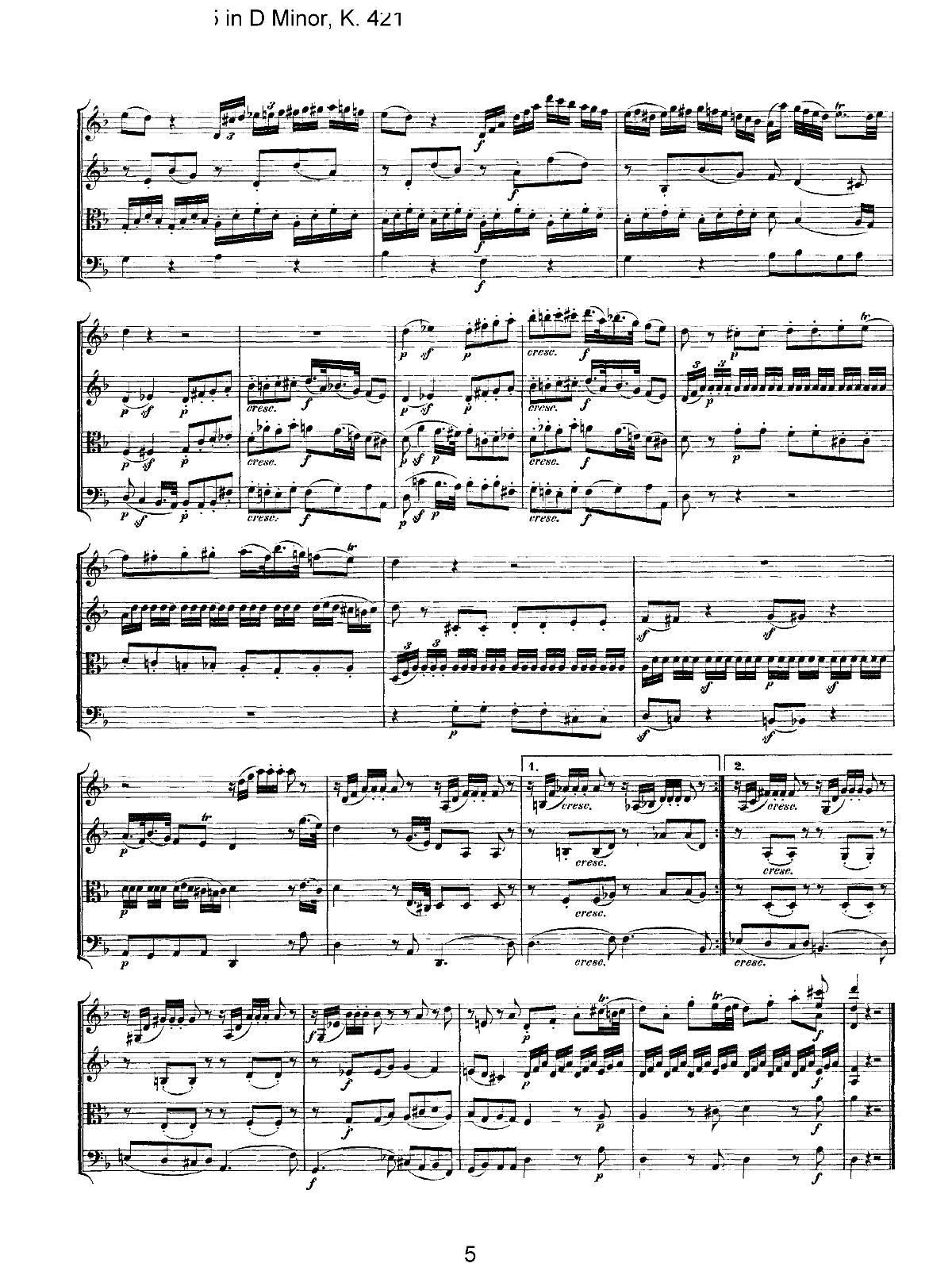 Mozart Quartet No 15 in D Minor K 421(總譜)5