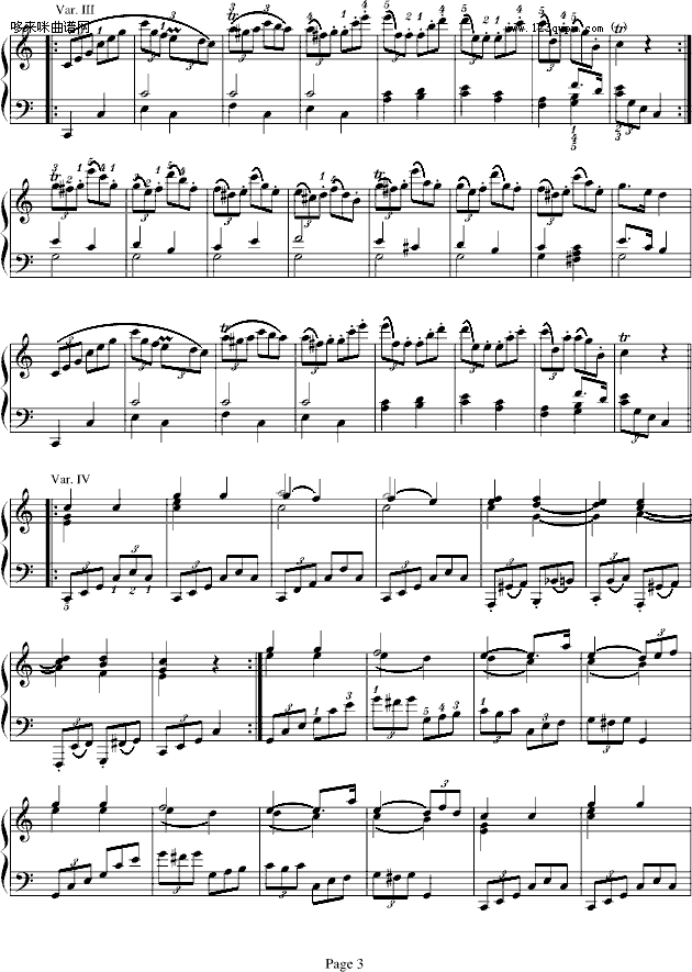 小星星变奏曲K.265-莫扎特(钢琴谱)3