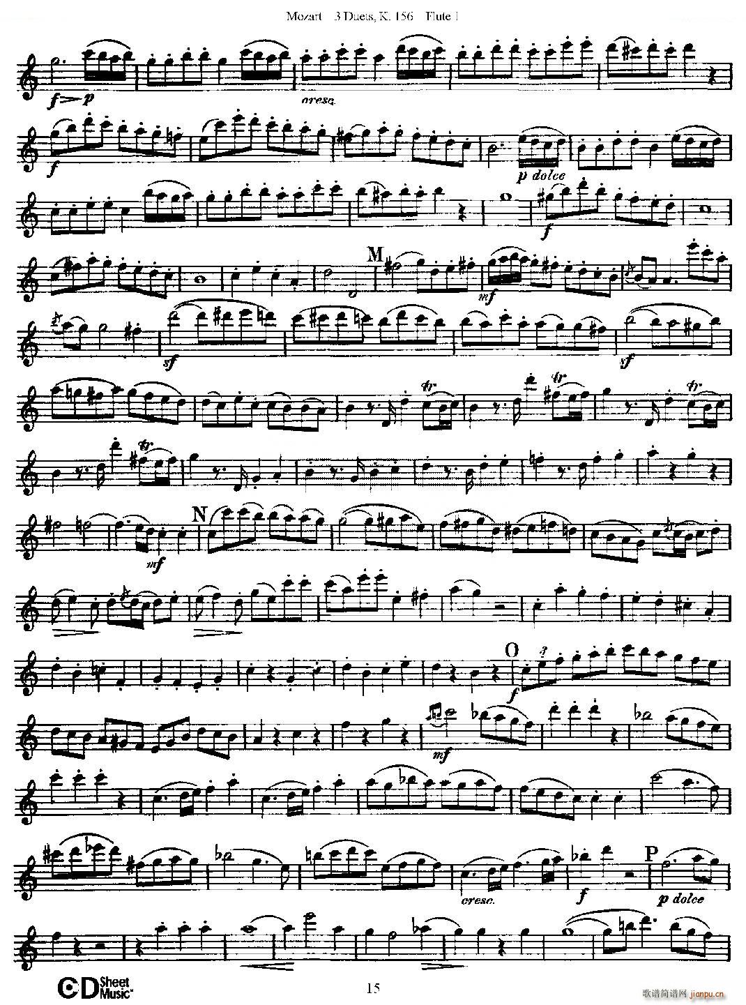 3 Duets K 156 之第一长笛 二重奏三首 K156号 铜管(笛箫谱)15